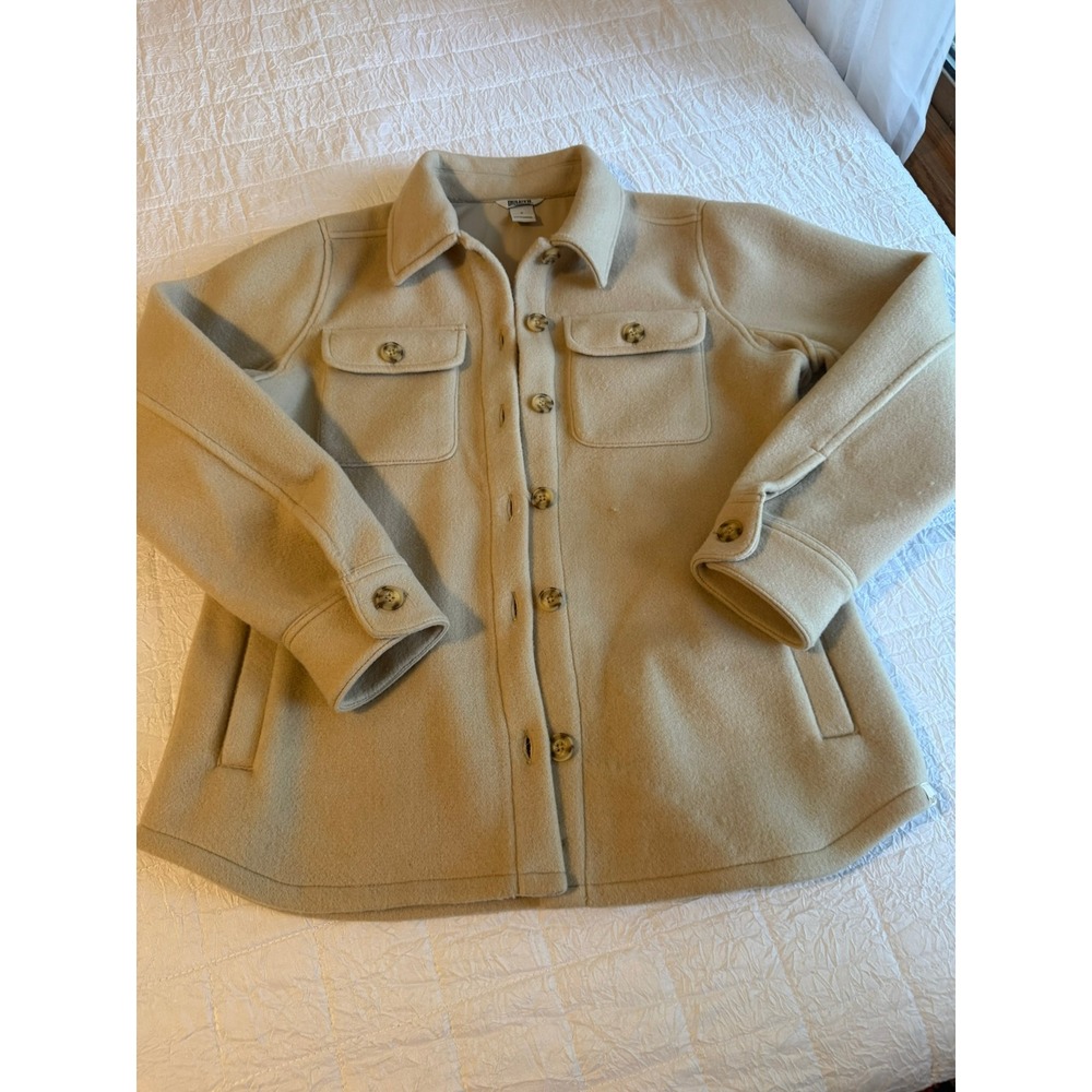 Duluth Trading Co Women Tan Beige Fleece Shirt Jacket Shacket Small